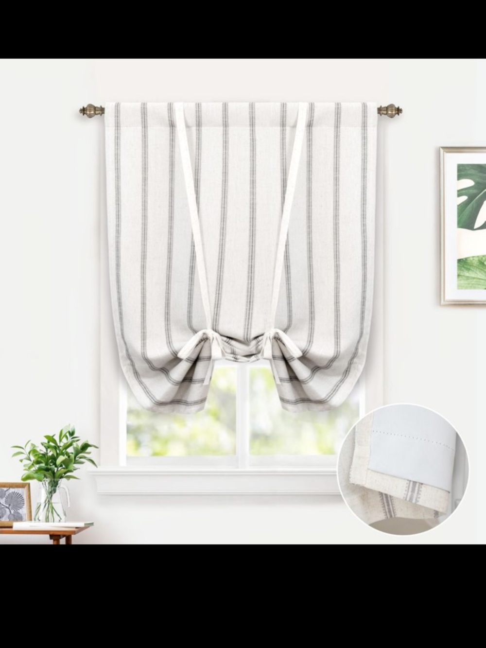 DriftAway Farmhouse Double Layer Linen Blackout Tie Up Curtains